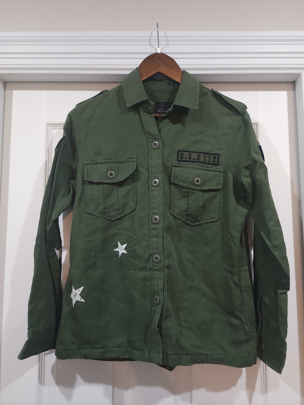 Rails Olive Green Military Field Jacket with Star Accents